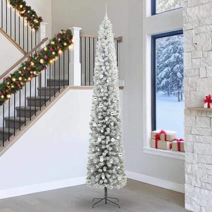 Artificial Christmas Tree Green Green and White 300 cm with 300 LEDs & 120 silver balls