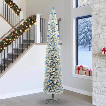 Artificial Christmas Tree Green Green and White 300 cm with 300 LEDs & 120 blue balls