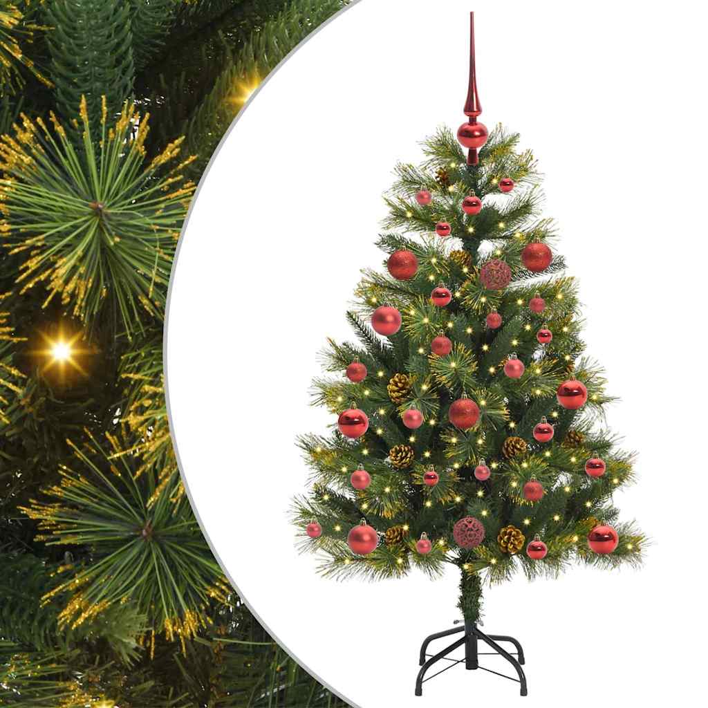 vidaXL Artificial Hinged Christmas Tree with Cones Green 120 cm 2