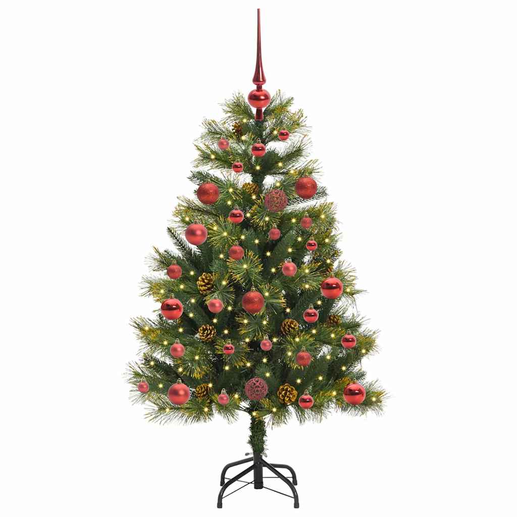 vidaXL Artificial Hinged Christmas Tree with Cones Green 120 cm 3