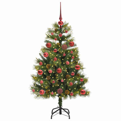 vidaXL Artificial Hinged Christmas Tree with Cones Green 120 cm 3