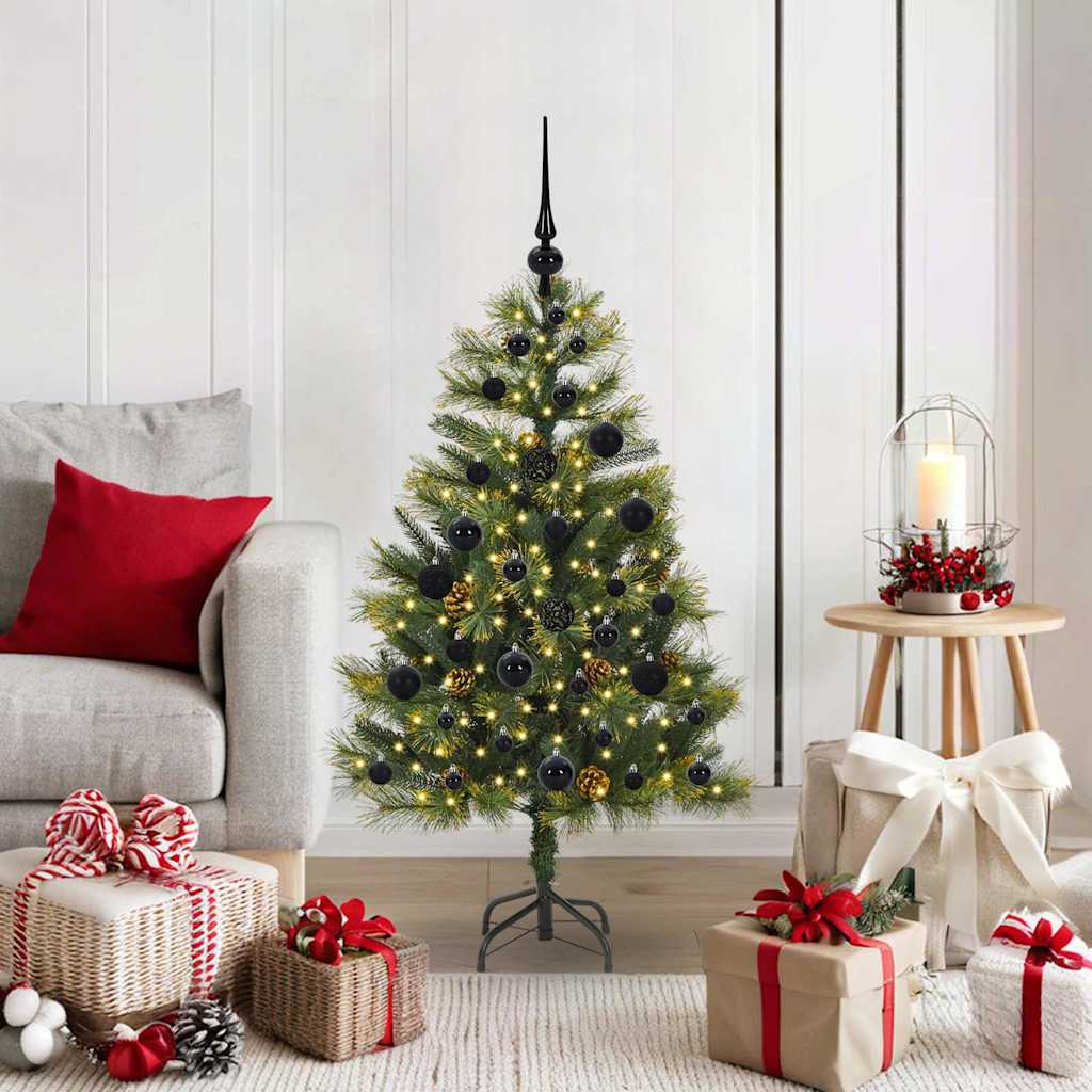 vidaXL Artificial Hinged Christmas Tree with Cones Green 120 cm 1