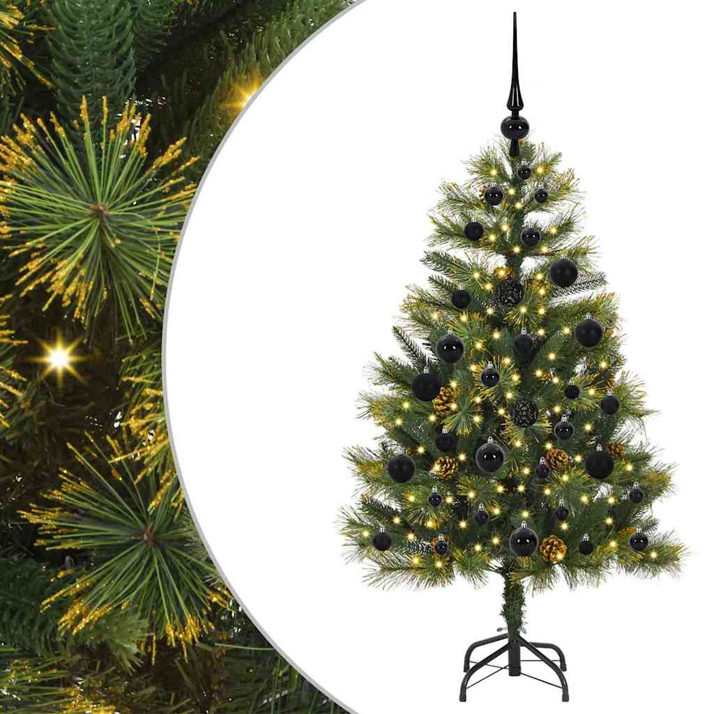 vidaXL Artificial Hinged Christmas Tree with Cones Green 120 cm 2