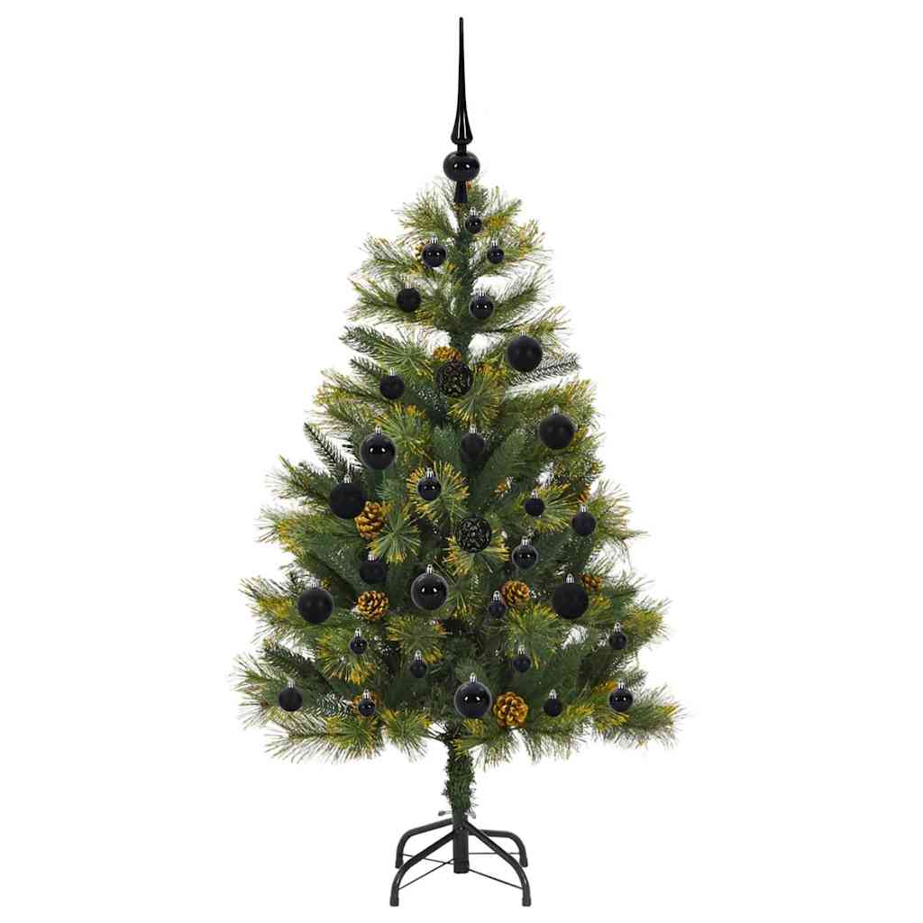 vidaXL Artificial Hinged Christmas Tree with Cones Green 120 cm 4