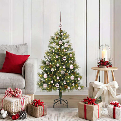 vidaXL Artificial Hinged Christmas Tree with Cones Green 120 cm 1