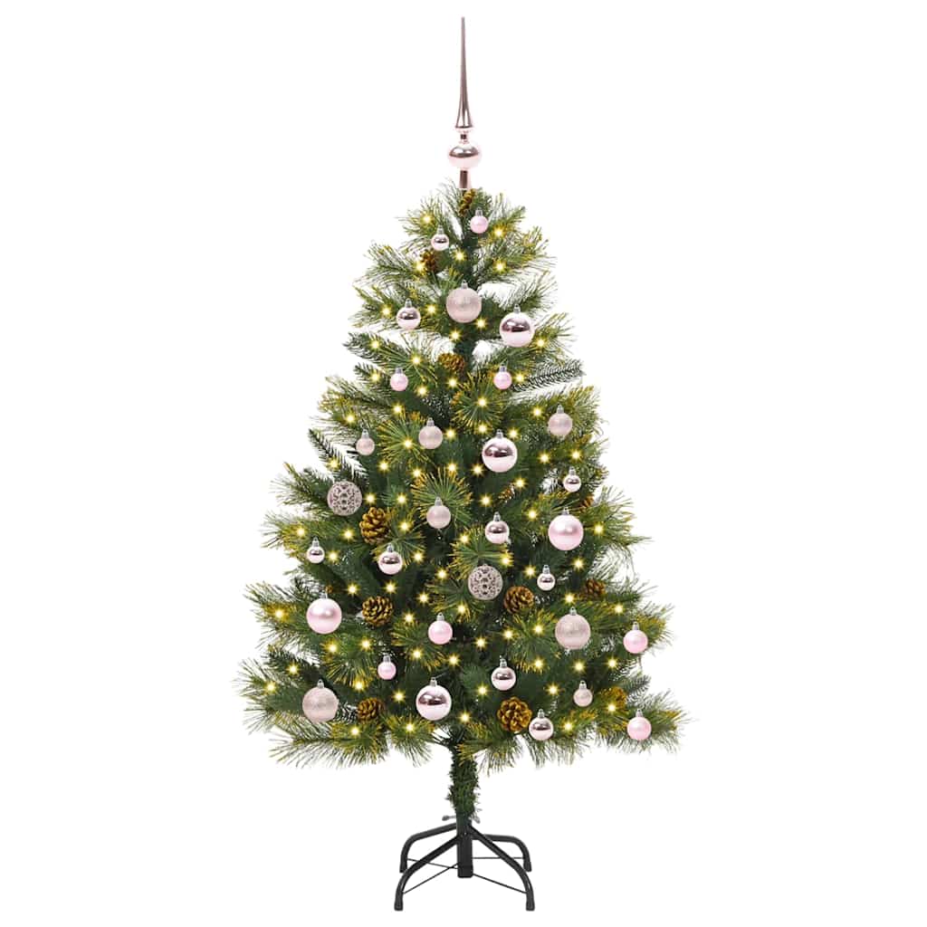 vidaXL Artificial Hinged Christmas Tree with Cones Green 120 cm 3