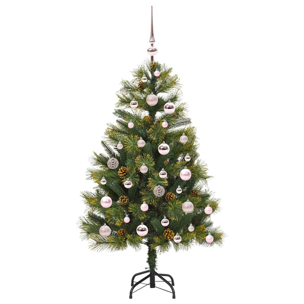 vidaXL Artificial Hinged Christmas Tree with Cones Green 120 cm 4