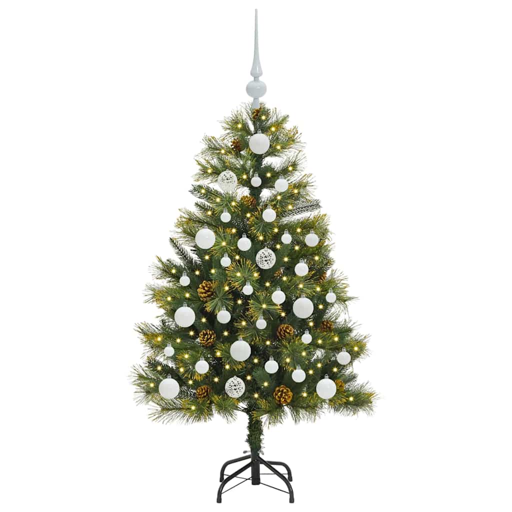 vidaXL Artificial Hinged Christmas Tree with Cones Green 120 cm 3
