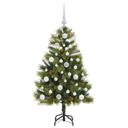 vidaXL Artificial Hinged Christmas Tree with Cones Green 120 cm 4