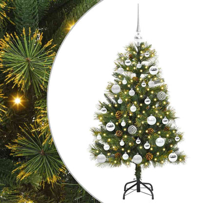 vidaXL Artificial Hinged Christmas Tree with Cones Green 120 cm 2