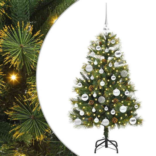 vidaXL Artificial Hinged Christmas Tree with Cones Green 120 cm 2