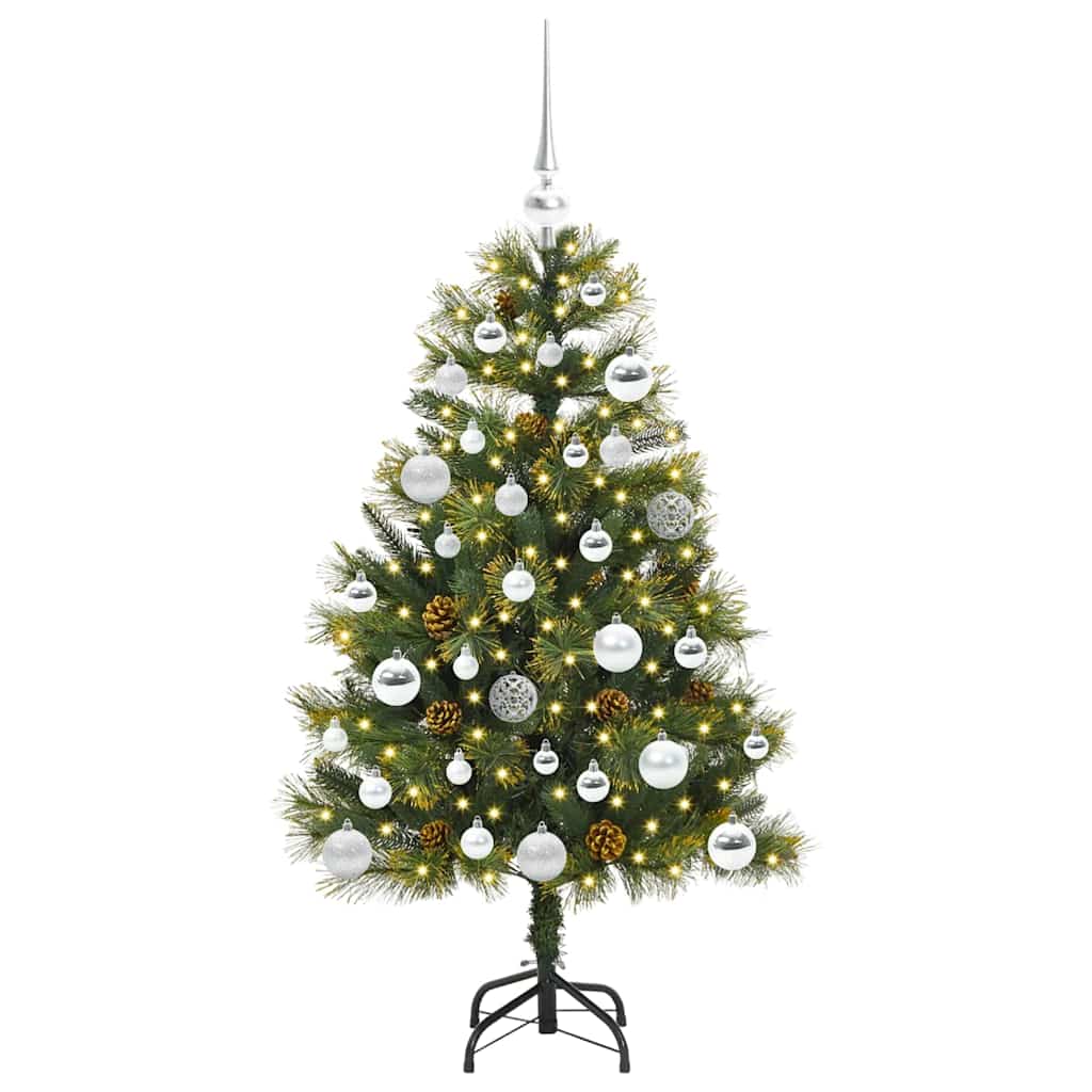 vidaXL Artificial Hinged Christmas Tree with Cones Green 120 cm 3