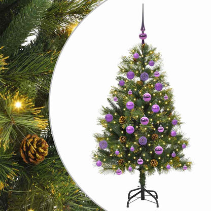 vidaXL Artificial Hinged Christmas Tree with Cones Green 120 cm 2