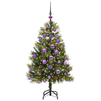 vidaXL Artificial Hinged Christmas Tree with Cones Green 120 cm 3