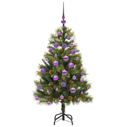 vidaXL Artificial Hinged Christmas Tree with Cones Green 120 cm 4