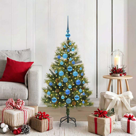 vidaXL Artificial Hinged Christmas Tree with Cones Green 120 cm 1