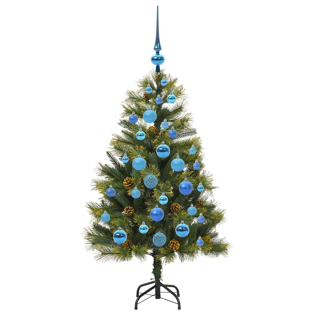 vidaXL Artificial Hinged Christmas Tree with Cones Green 120 cm 4