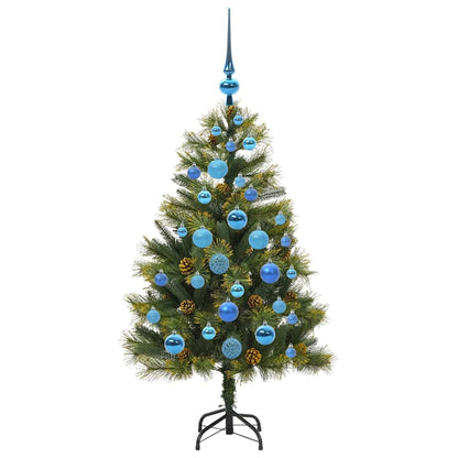 vidaXL Artificial Hinged Christmas Tree with Cones Green 120 cm 4