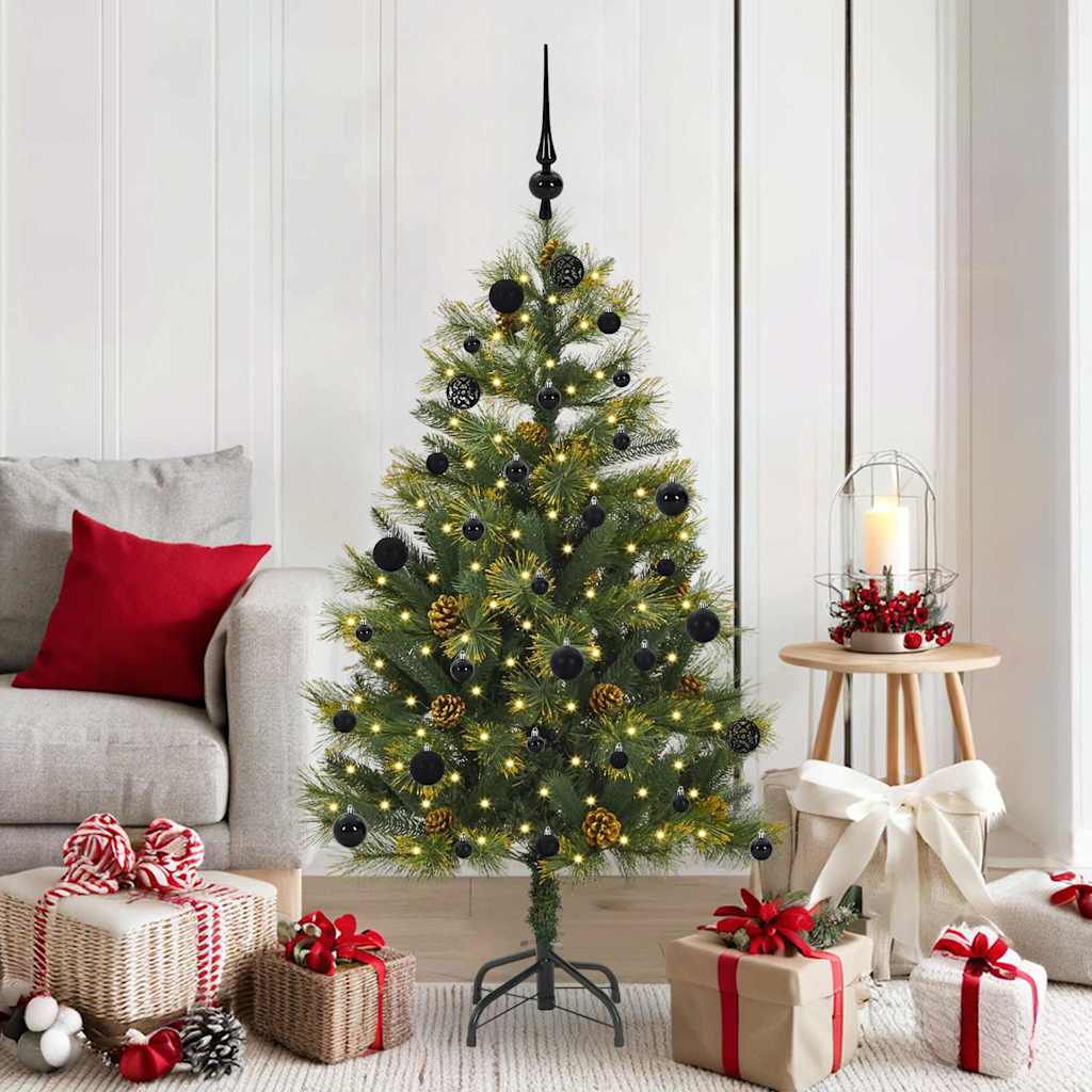 vidaXL Artificial Hinged Christmas Tree with Cones Green 150 cm 1