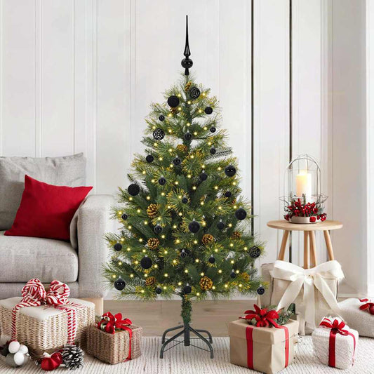 vidaXL Artificial Hinged Christmas Tree with Cones Green 150 cm 1