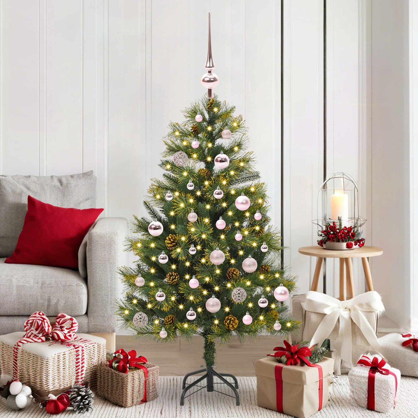 vidaXL Artificial Hinged Christmas Tree with Cones Green 150 cm 1