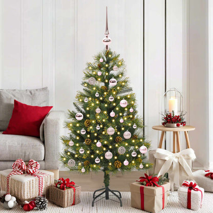 vidaXL Artificial Hinged Christmas Tree with Cones Green 150 cm 1