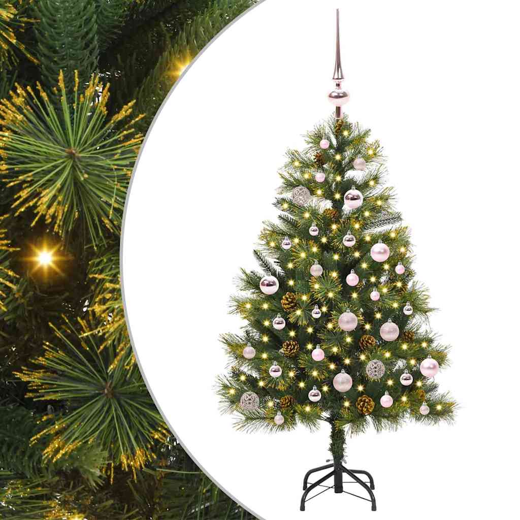 vidaXL Artificial Hinged Christmas Tree with Cones Green 150 cm 2