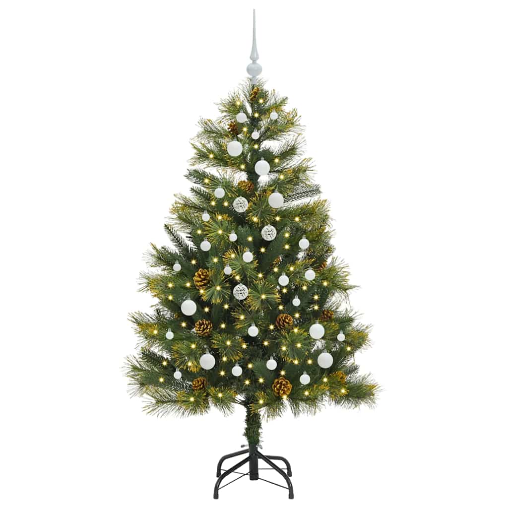 vidaXL Artificial Hinged Christmas Tree with Cones Green 150 cm 3
