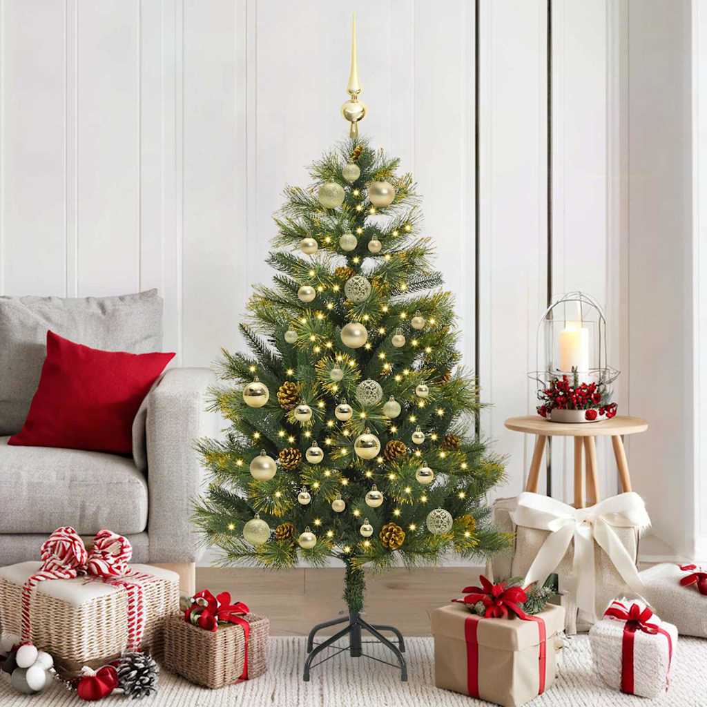 vidaXL Artificial Hinged Christmas Tree with Cones Green 150 cm 1