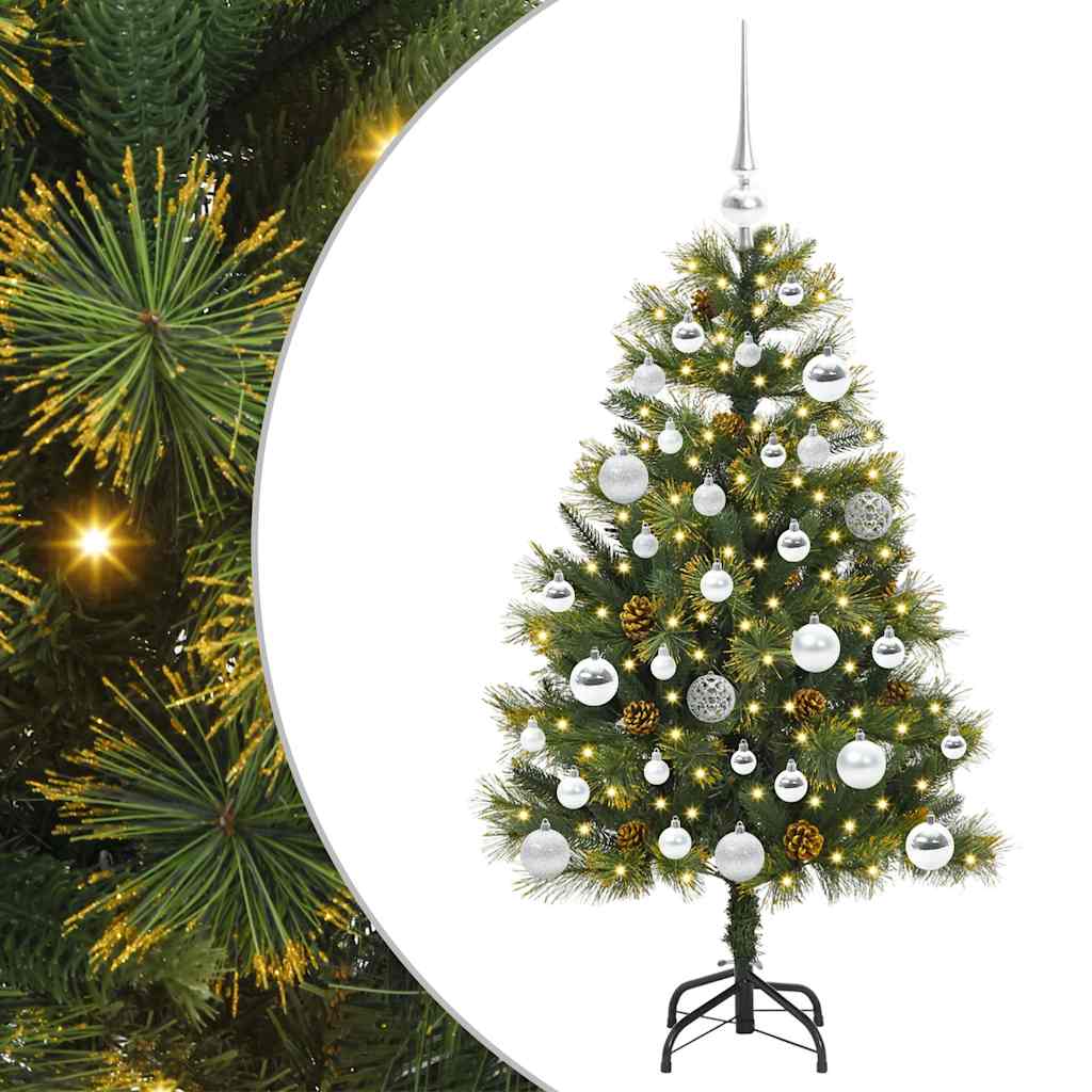 vidaXL Artificial Hinged Christmas Tree with Cones Green 150 cm 2