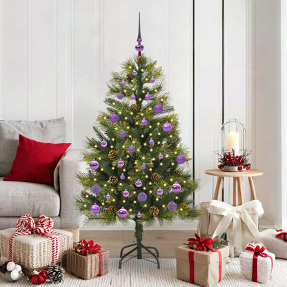 vidaXL Artificial Hinged Christmas Tree with Cones Green 150 cm 1