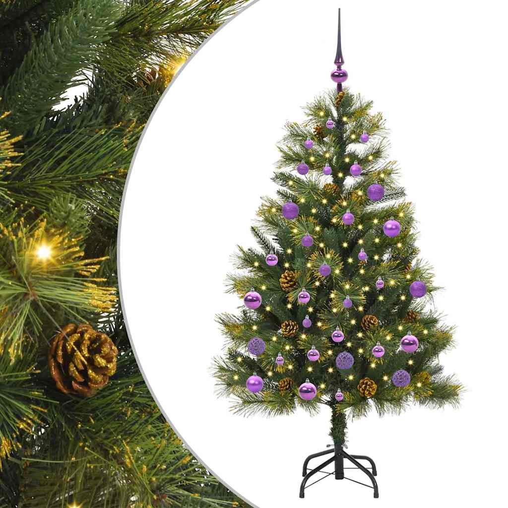vidaXL Artificial Hinged Christmas Tree with Cones Green 150 cm 2