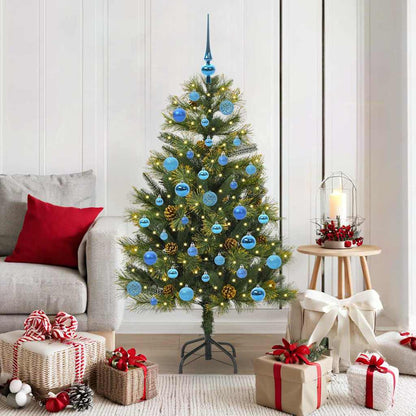 vidaXL Artificial Hinged Christmas Tree with Cones Green 150 cm 1