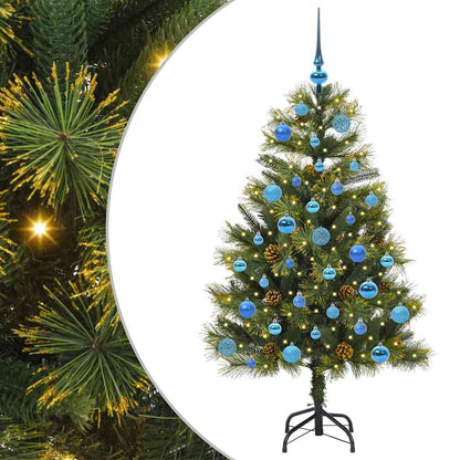 vidaXL Artificial Hinged Christmas Tree with Cones Green 150 cm 2