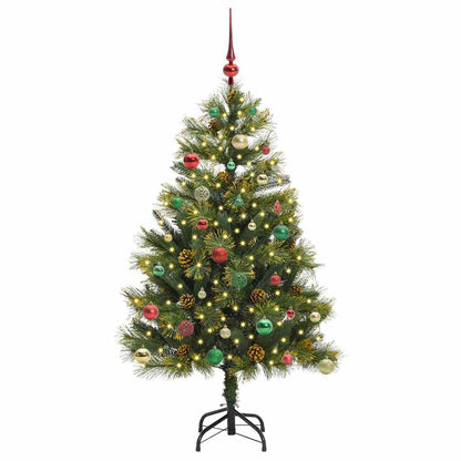 vidaXL Artificial Hinged Christmas Tree with Cones Green 150 cm 3