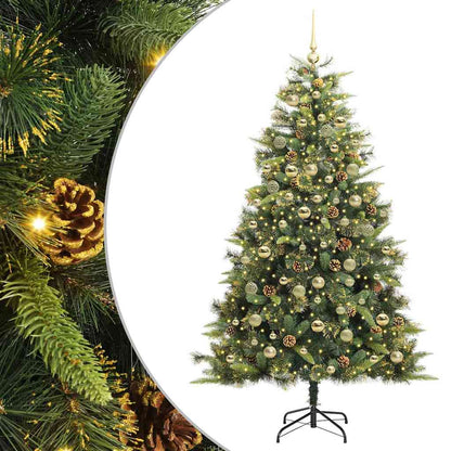 vidaXL Artificial Hinged Christmas Tree with Cones Green 180 cm 2
