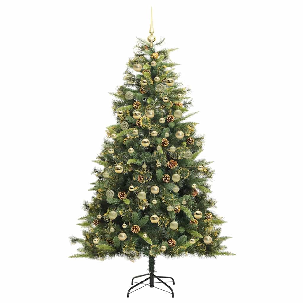 vidaXL Artificial Hinged Christmas Tree with Cones Green 180 cm 4