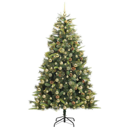 vidaXL Artificial Hinged Christmas Tree with Cones Green 210 cm 4