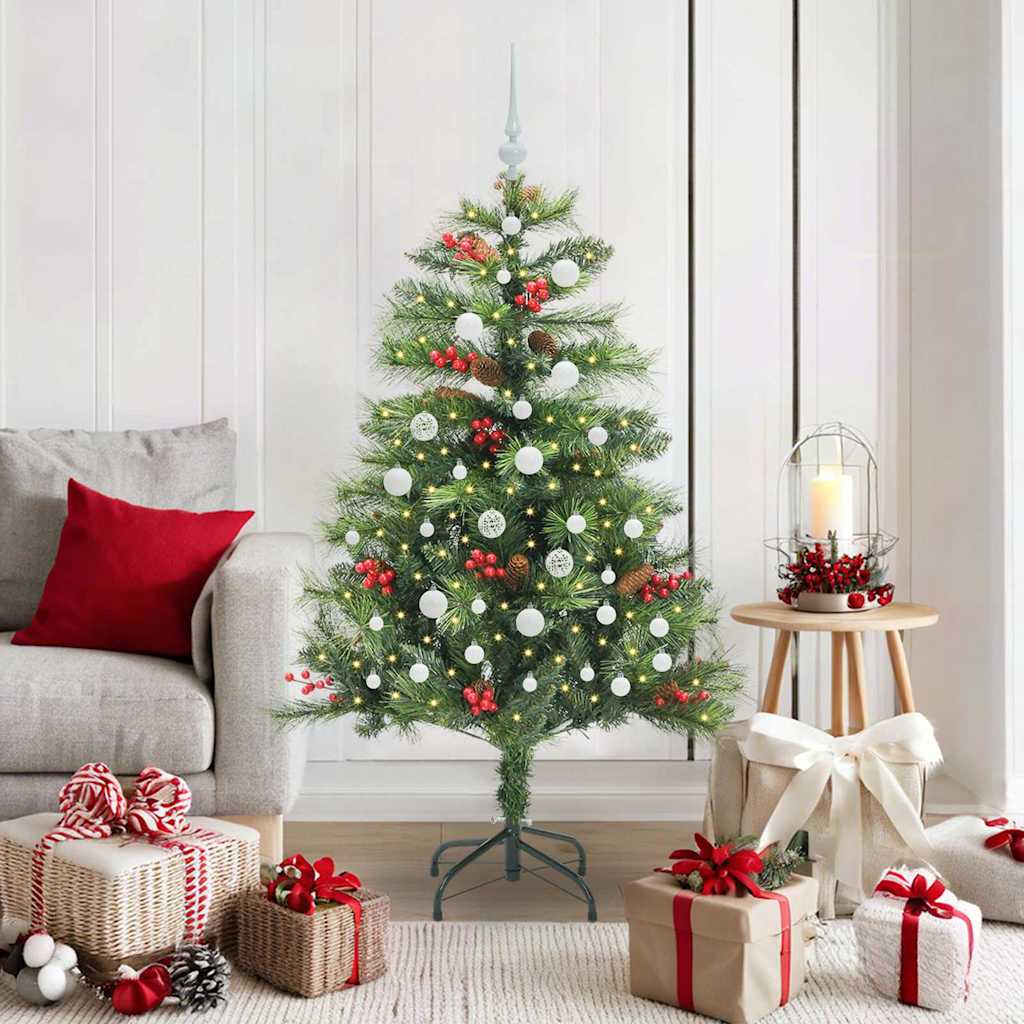 vidaXL Artificial Christmas Tree 150 LEDs Warm White PVC and Metal 1
