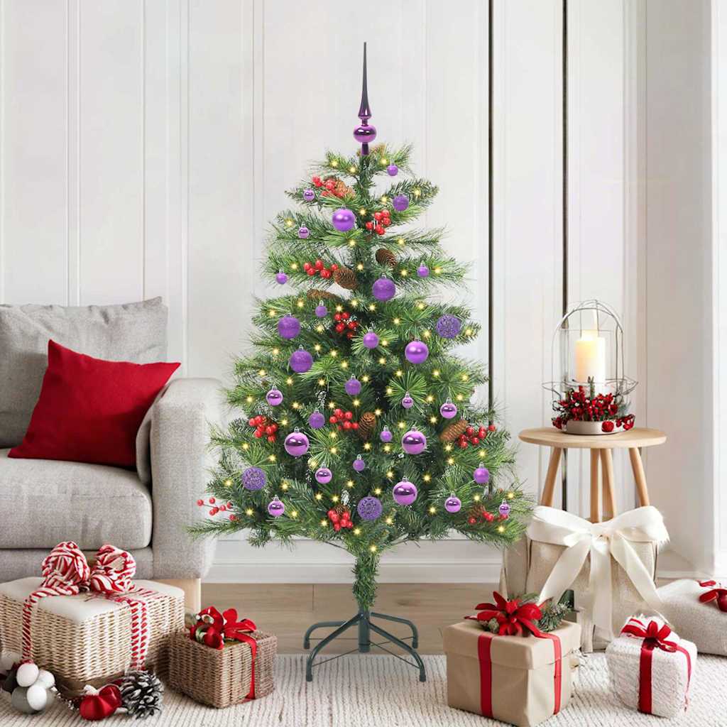 vidaXL Artificial Christmas Tree 150 LEDs Warm White PVC and Metal 1