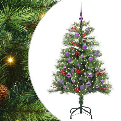 Artificial Christmas Tree 150 LEDs Warm White PVC and Metal 150 cm with LEDs&lilac balls