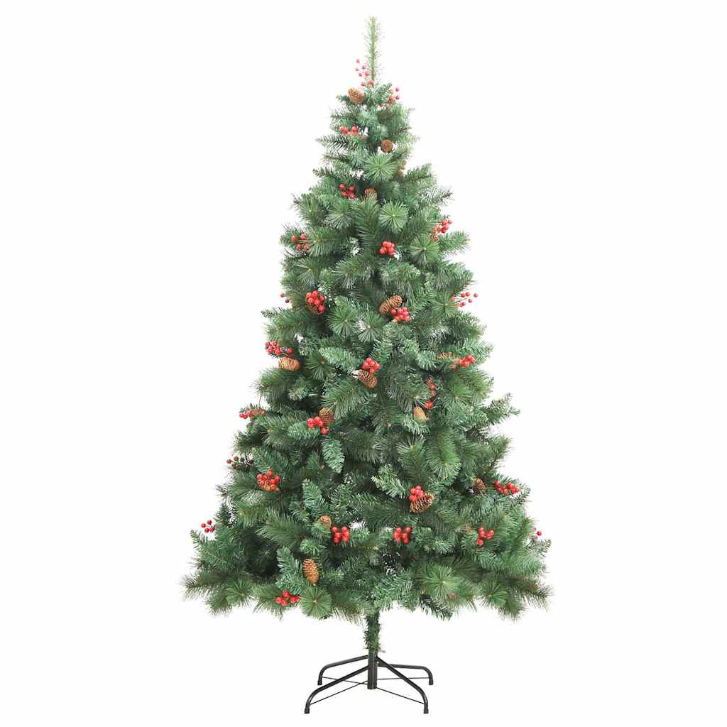 Artificial Christmas Tree 300 LEDs Warm White PVC and Metal 180 cm with LEDs&black balls