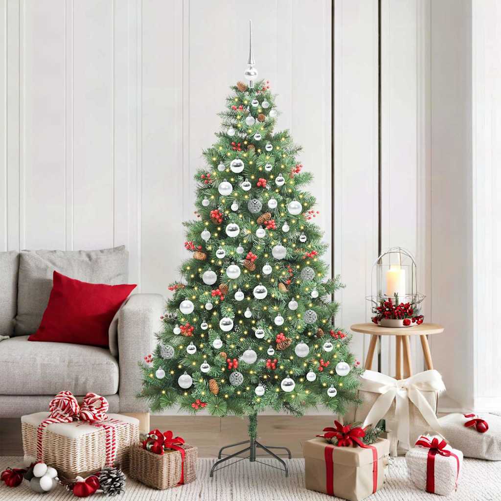 vidaXL Artificial Christmas Tree 300 LEDs Warm White PVC and Metal 1