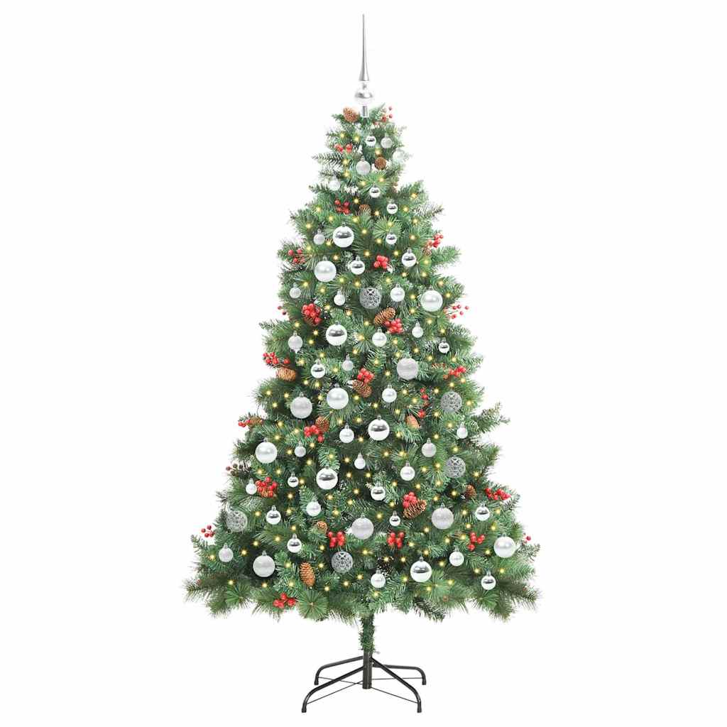 vidaXL Artificial Christmas Tree 300 LEDs Warm White PVC and Metal 3