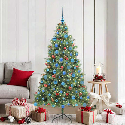 Artificial Christmas Tree 300 LEDs Warm White PVC and Metal 180 cm with LEDs&blue balls