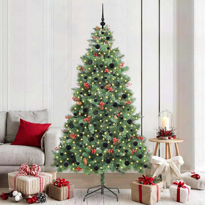 Artificial Christmas Tree 300 LEDs Warm White PVC and Metal 210 cm with LEDs&black balls