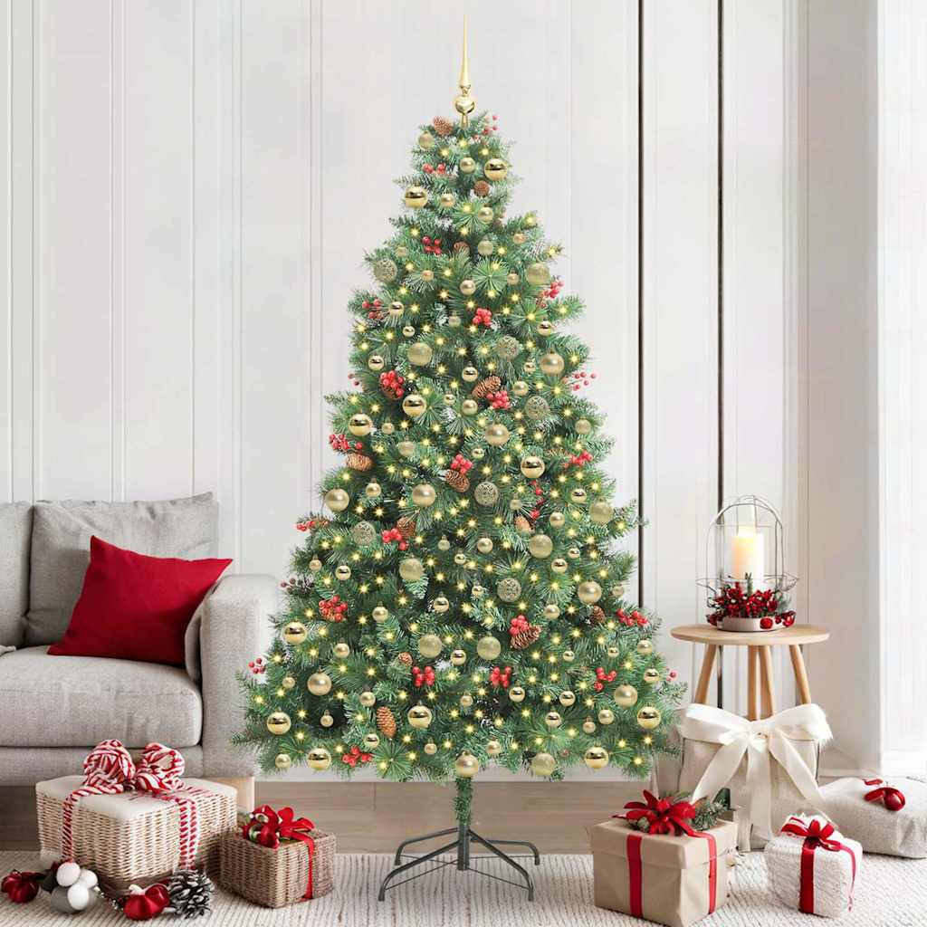 vidaXL Artificial Christmas Tree 300 LEDs Warm White PVC and Metal 1
