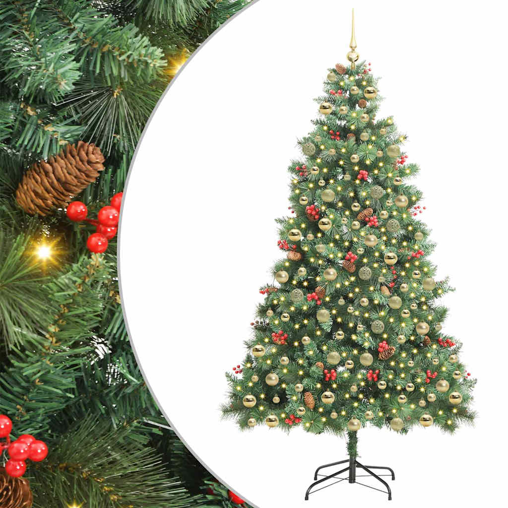 vidaXL Artificial Christmas Tree 300 LEDs Warm White PVC and Metal 2