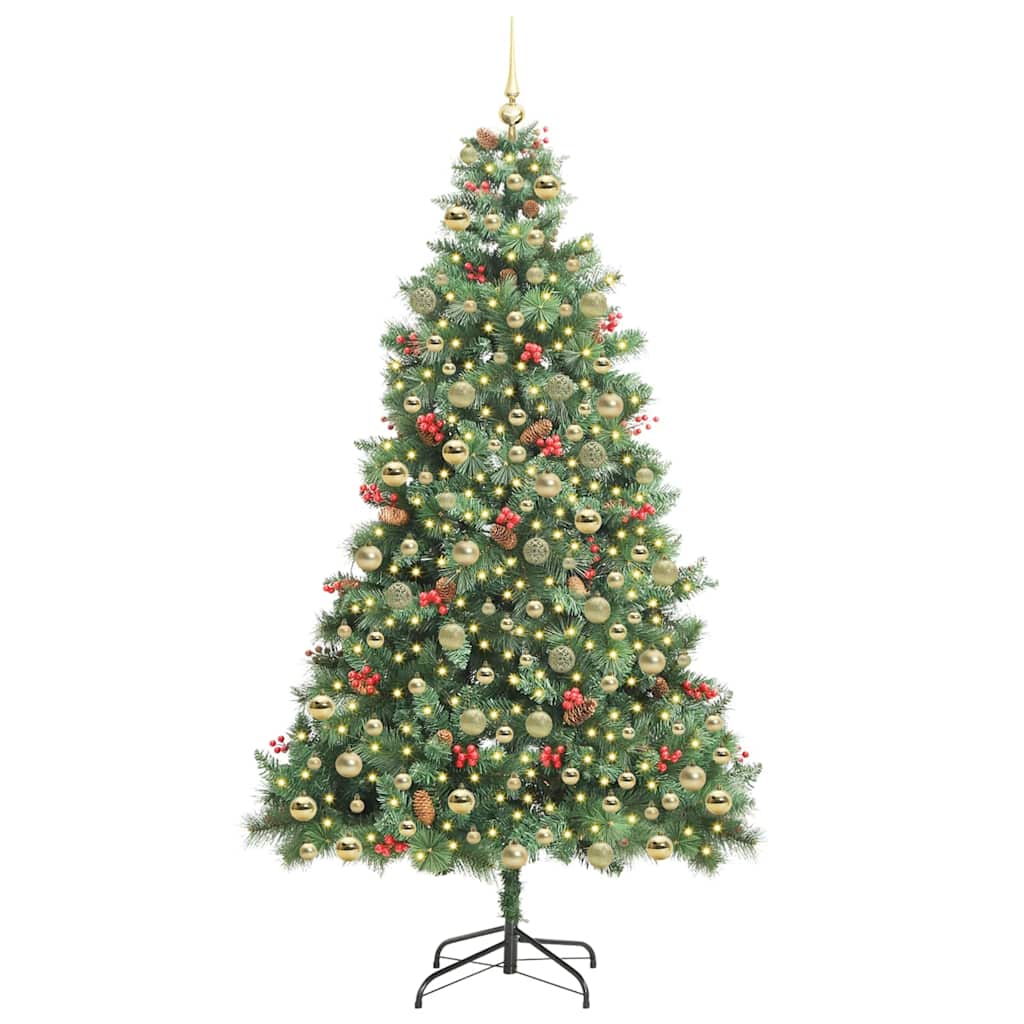 vidaXL Artificial Christmas Tree 300 LEDs Warm White PVC and Metal 3