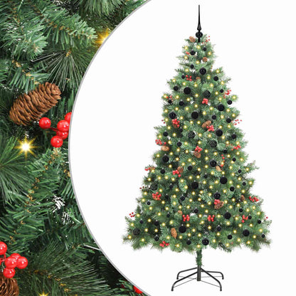 Artificial Christmas Tree 300 LEDs Warm White PVC and Metal 240 cm with LEDs&black balls